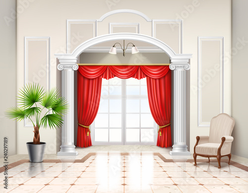 Luxury Curtains Realistic Interior Design
