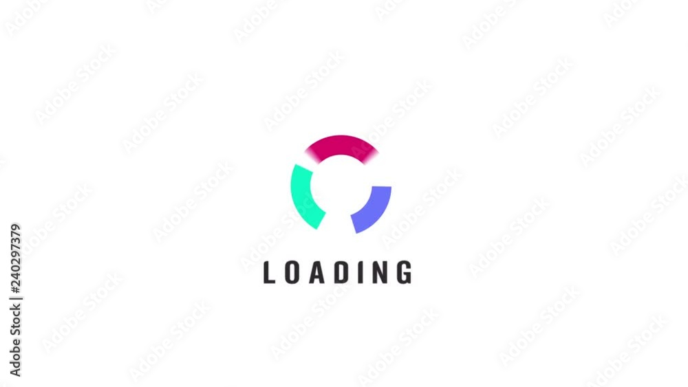 Animation of loading spiral circles icon on white background, 4K video, motion graphic