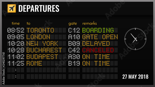 Airport Board Realistic Composition