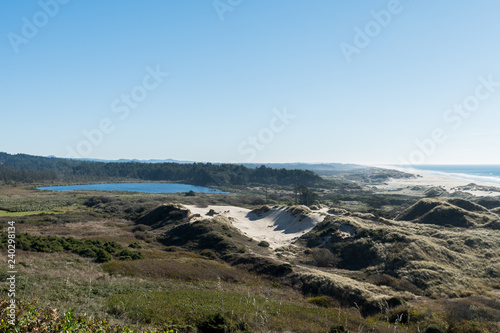 Lake Lily seen from a curve of Highway 101 off the coast