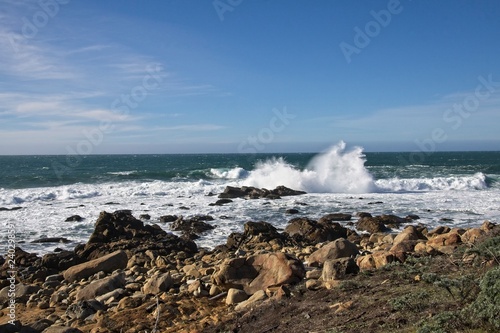 Surf pounding the rocky coastline