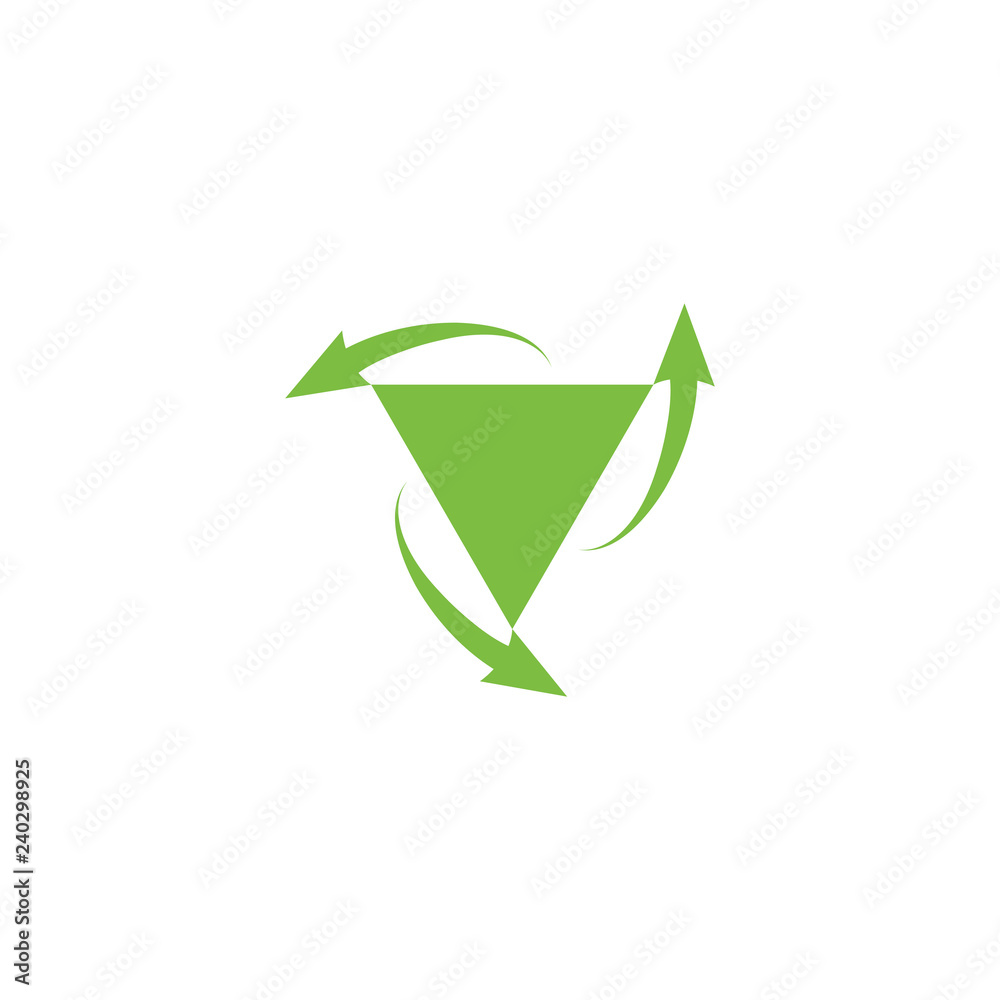 Triangle with recycle arrow logo design Triangle with recycle arrow logo design
