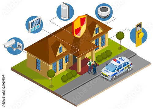 Security Systems Isometric Composition