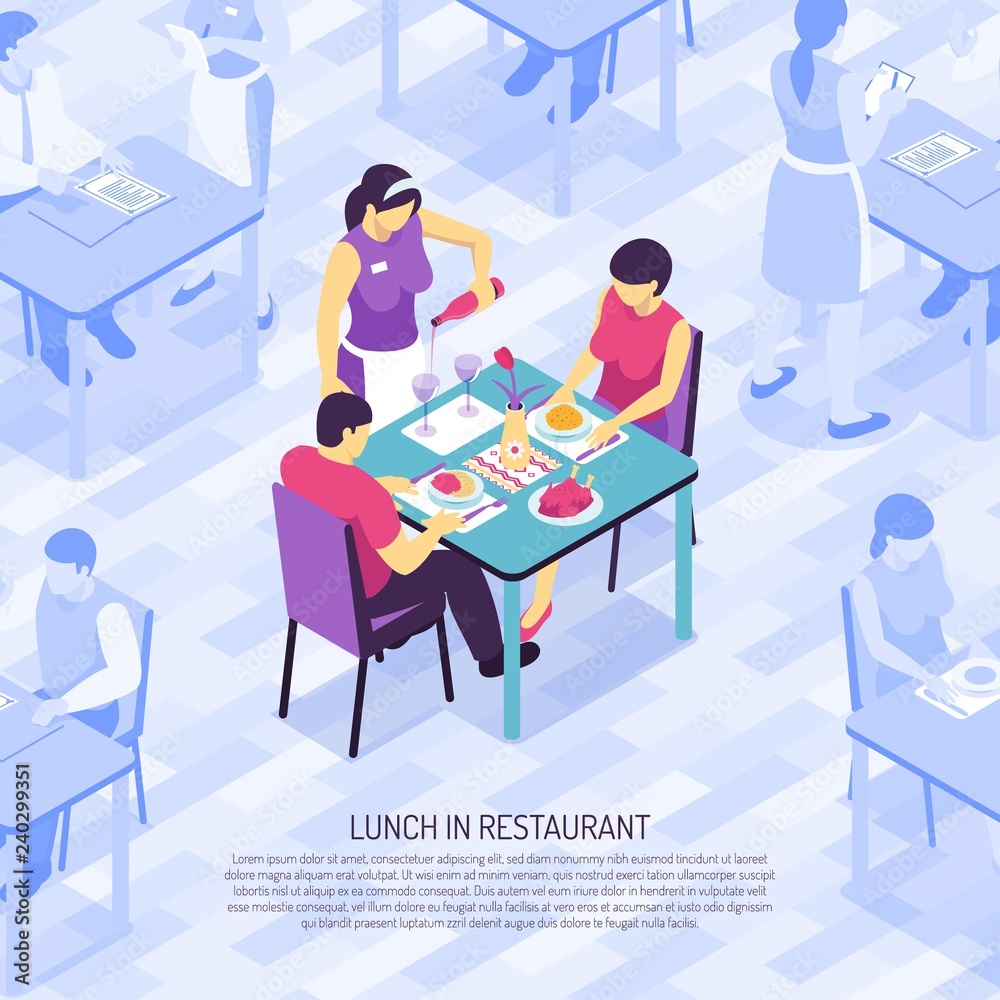 Restaurant Waiter Isometric Illustration
