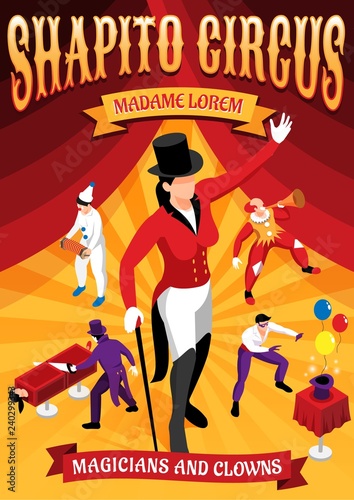 Circus Professions Isometric Concept Banner