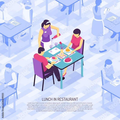 Restaurant Waiter Isometric Illustration