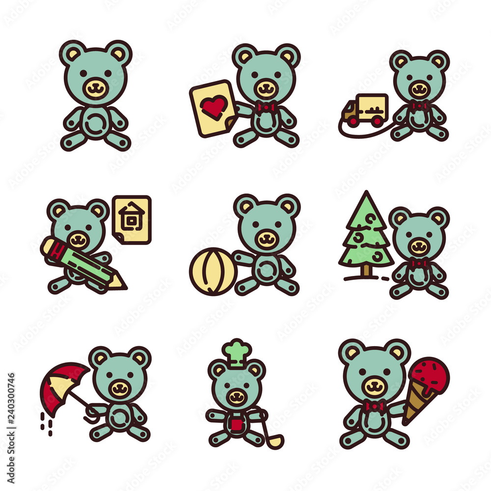 Teddy Bear Icon Set Teddy Bear Icon Set