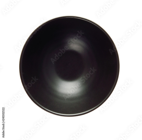 top view black bowl  isolated on white background