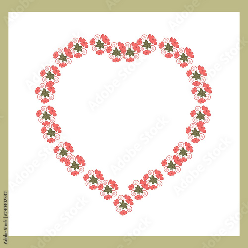 A floral round heart of sweet trendy coral flowers such as poppies. For greeting card for 8th March or Valentine's Day, poster, t-shirt, pillow case, home decor. Frame of wild flowers.Vector