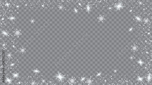 Wallpaper Mural Glitter snowflakes background. Bbright, White, Shimmer, Glowing, Scatter, Falling on a Transparent background. Festive picture of the Christmas banner. Torontodigital.ca