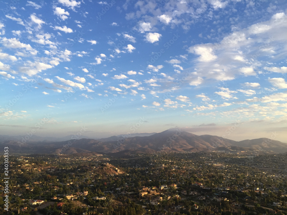 Clouds over the mountain landscape of La Mesa San Diego California