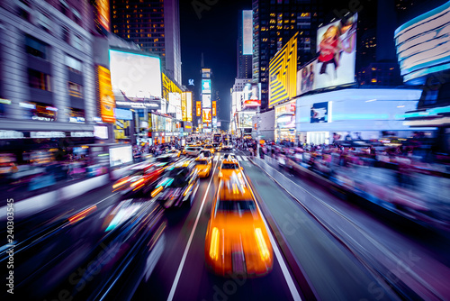 Times Square with motion blur at night