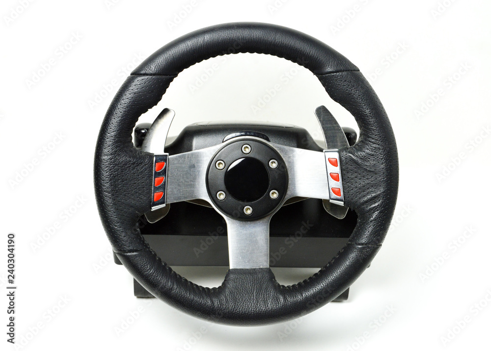 A racing wheel for the racing video games and racing simulators A racing wheel for the racing video games and racing simulators
