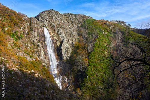 Amazing view for waterfall in Serra da Freita, Arouca Geopark, Portugal photo