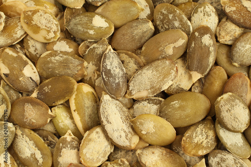 Food background - shelled pumpkin seeds