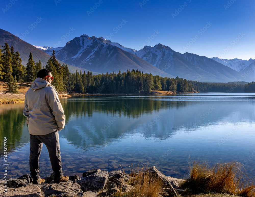 Looking out over Johnson Lake in Banff National Park, Alberta, Canada Looking out over Johnson Lake in Banff National Park, Alberta, Canada
