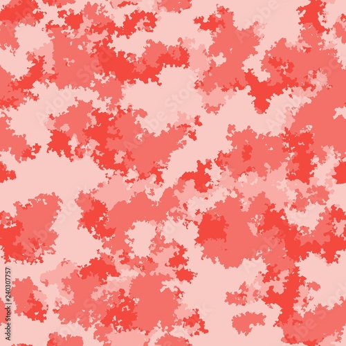 Fashion camo surface design. Living coral marble trendy camouflage salmon red pink fabric pattern. © farbo