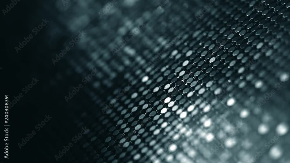 Abstract particle background, data techno backdrop with glowing dots, hi-tech concept. Slow motion. 4K UHD video footage. 3840X2160