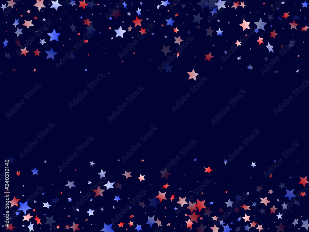 Flying red blue white star sparkles vector american patriotic background. Flying red blue white star sparkles vector american patriotic background.