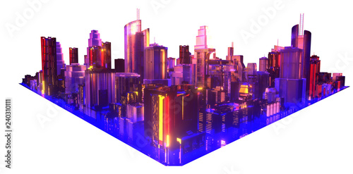 the layout of the city at night 3d rendering 