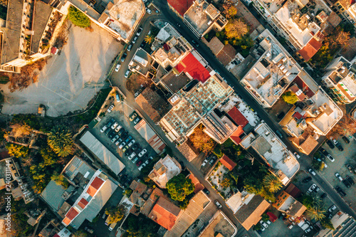 Aerial high altitude view of the iconic walled capital, Nicosia in Cyprus photo