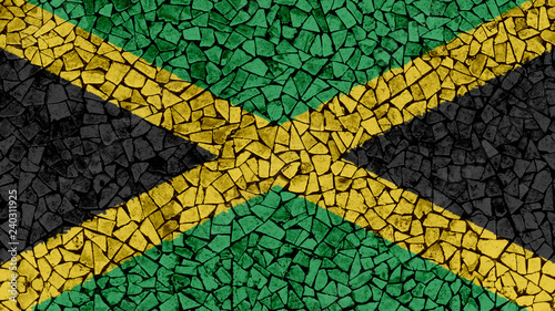 Mosaic Tiles Painting of Jamaica Flag, Background Texture
