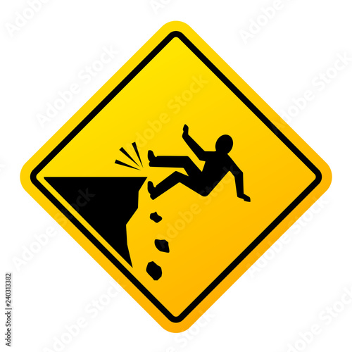 Cliff fall danger vector sign