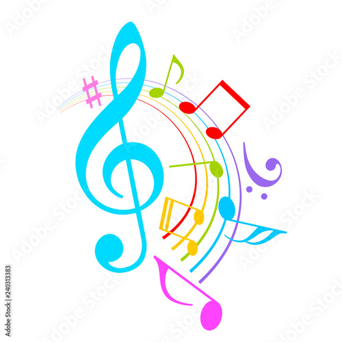 Colorful music notes vector icon
