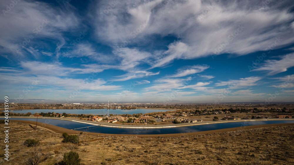 The California aqueduct near Palmdale california., it supplies Los Angeles with water.
