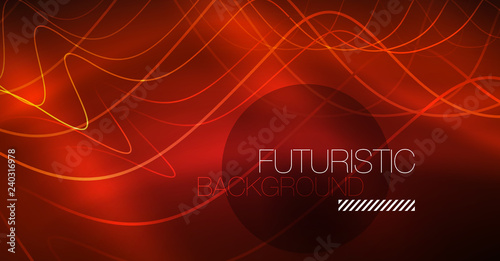 Neon lines wave background. Abstract composition