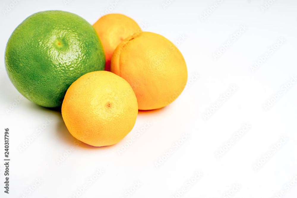Creative layout made of fruits on a white background Creative layout made of fruits on a white background
