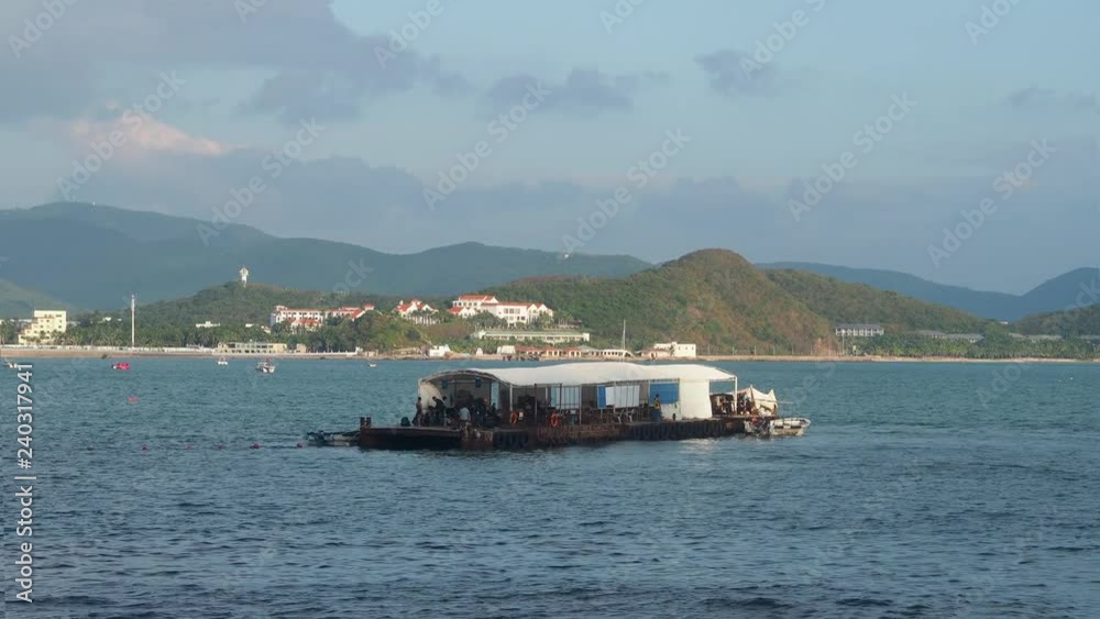 Diver boats in bay Diver boats in bay