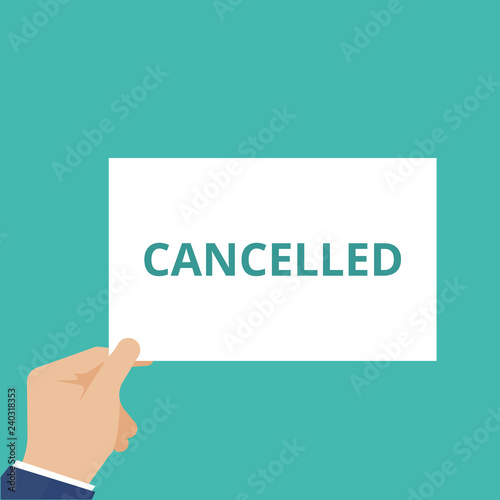 Word writing text Cancelled.