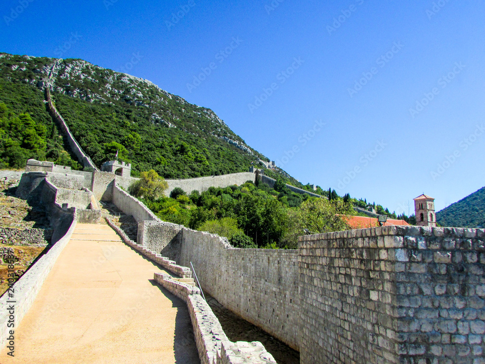 custom made wallpaper toronto digitalPanorama of medieval Ston city wall, longest in Europe, Croatia