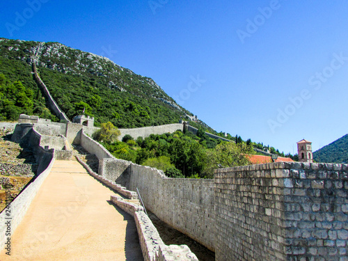 Wallpaper Mural Panorama of medieval Ston city wall, longest in Europe, Croatia Torontodigital.ca