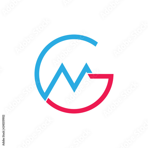 letters gm circle line geometric logo