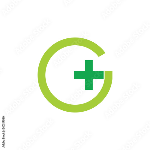 letter g plus medical logo vector