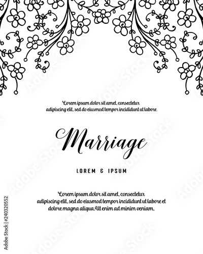 invitation with floral branches marriage text vector illustration