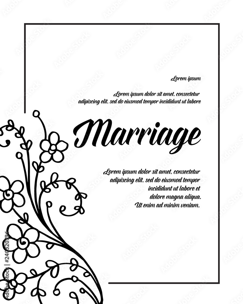 Fototapeta premium invitation with floral branches marriage text vector illustration