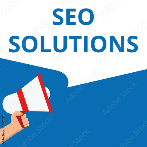 Word writing text Seo Solutions.
