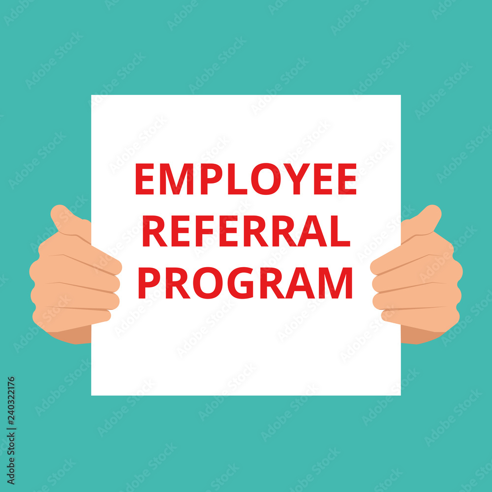 Text sign showing Employee Referral Program.