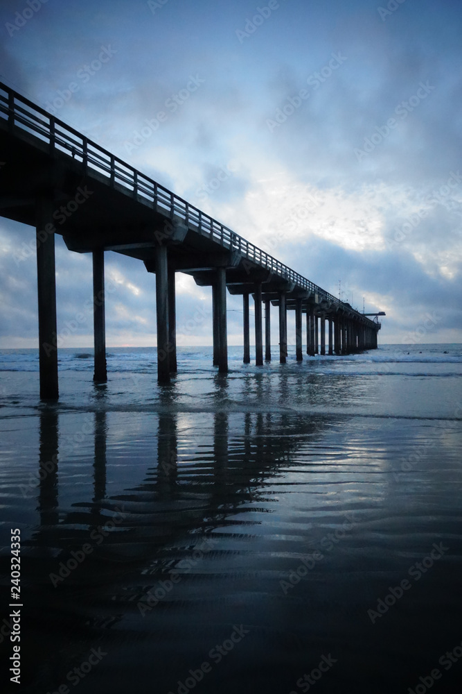 Symmetrical image of the Scripps Pier in La Jolla California