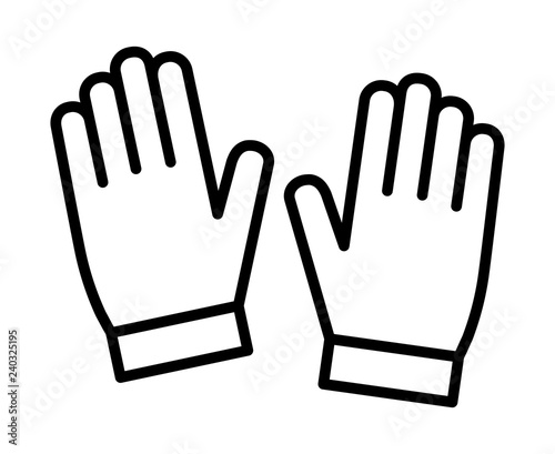 Winter gloves or construction work gloves line art vector icon for apps and websites