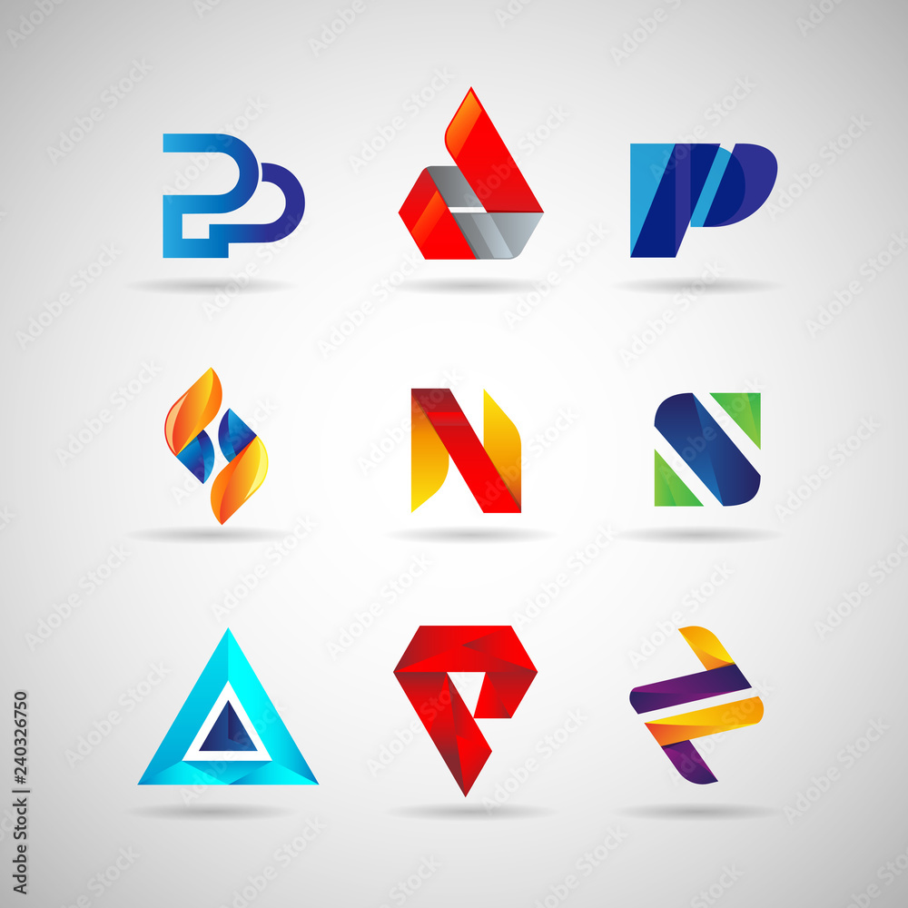 Colorful Logo Set Collection Template Sign Symbol Icon - obrazy, fototapety, plakaty 