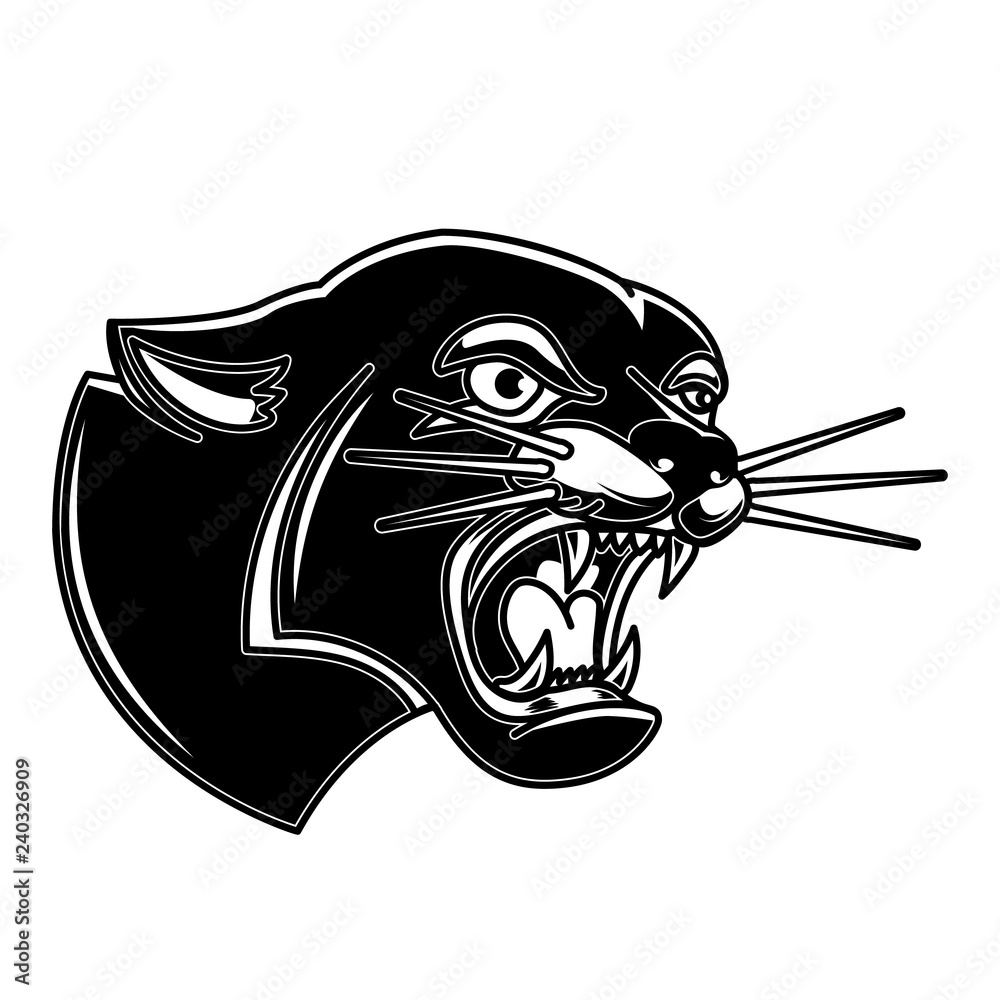 Illustration of puma in style. Design element for emblem, sign, poster, t shirt vector de Stock Adobe Stock