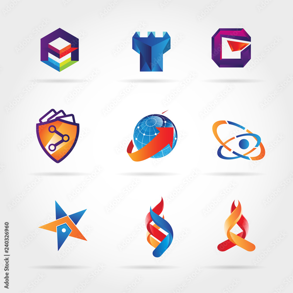 Colorful Logo Collection Set Template Sign Symbol Icon Colorful Logo Collection Set Template Sign Symbol Icon