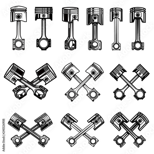 Set of piston icons and design elements for logo, label, emblem, sign, poster, card, t shirt. photo