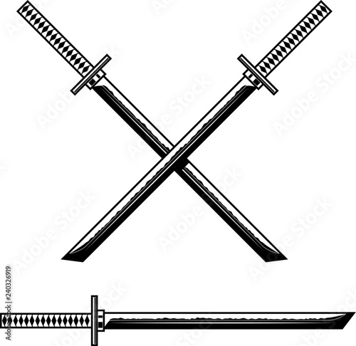 Samurai katana sword. Design element for logo, label, sign, banner, poster, flyer. photo