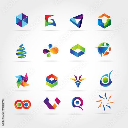 Abstract Colorful Business Logo Set Sign Symbol Icon