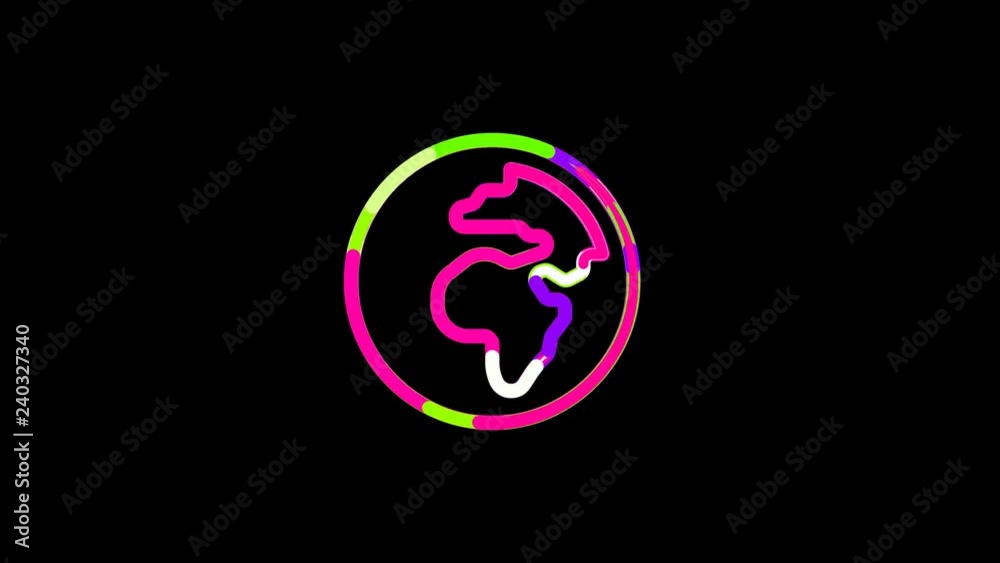 Circles gather in symbol globe africa. After it crumbles in a line and moves to the camera. Alpha channel black Circles gather in symbol globe africa. After it crumbles in a line and moves to the camera. Alpha channel black